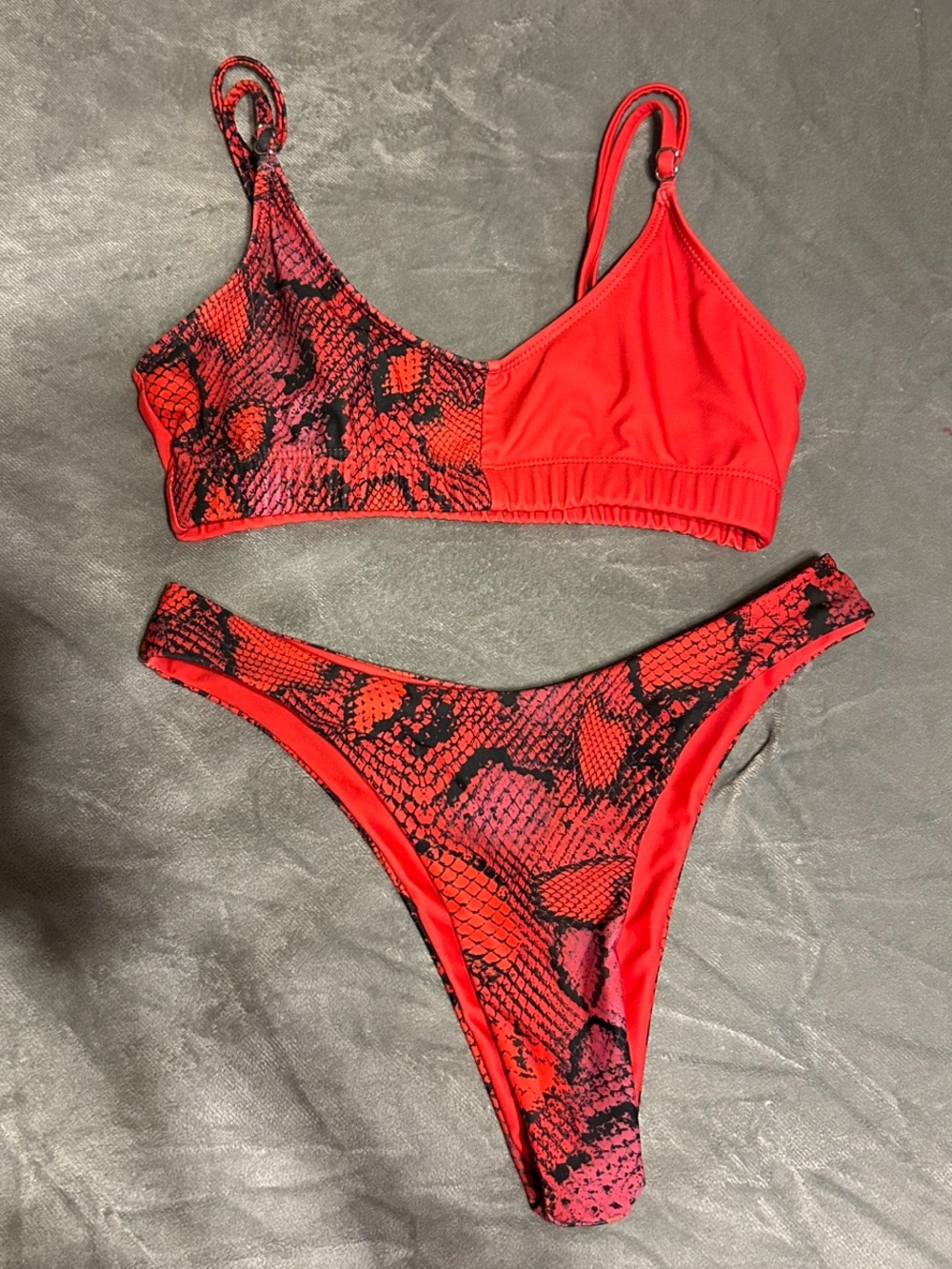 Cheeky Red Snake-Print Bikini Set